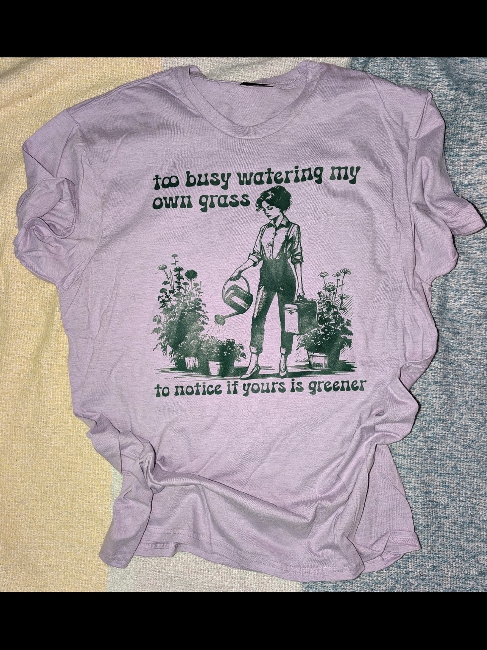 Lavender Graphic Tee "Too Busy Watering My Own Grass"